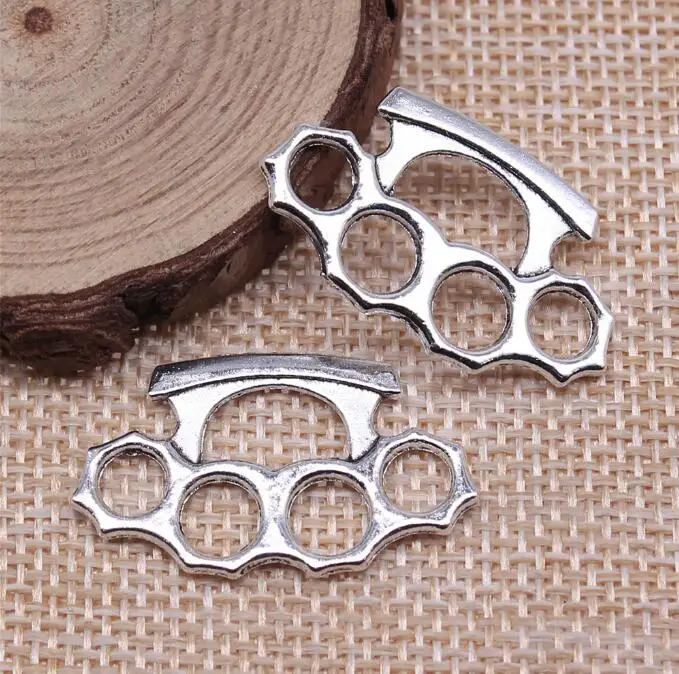 20pcs 32x19mm Tibetan Silver Alloy Charm Big Knuckle Dusters Punk Pendant Crafts LL021