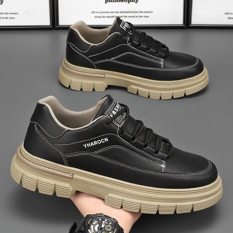 Mens Shoes Autumn New Trend Versatile Casual Board Shoes Platform Heightening Sneakers Men Breathable Comfortable Workwearshoes