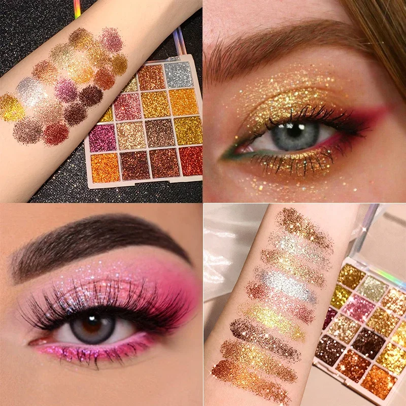 Diamond Sequins Eyeshadow Palette Shimmer Glitter Body Face Art Stage Makeup Colorful Waterproof Eyeshadow Palette Beauty Makeup