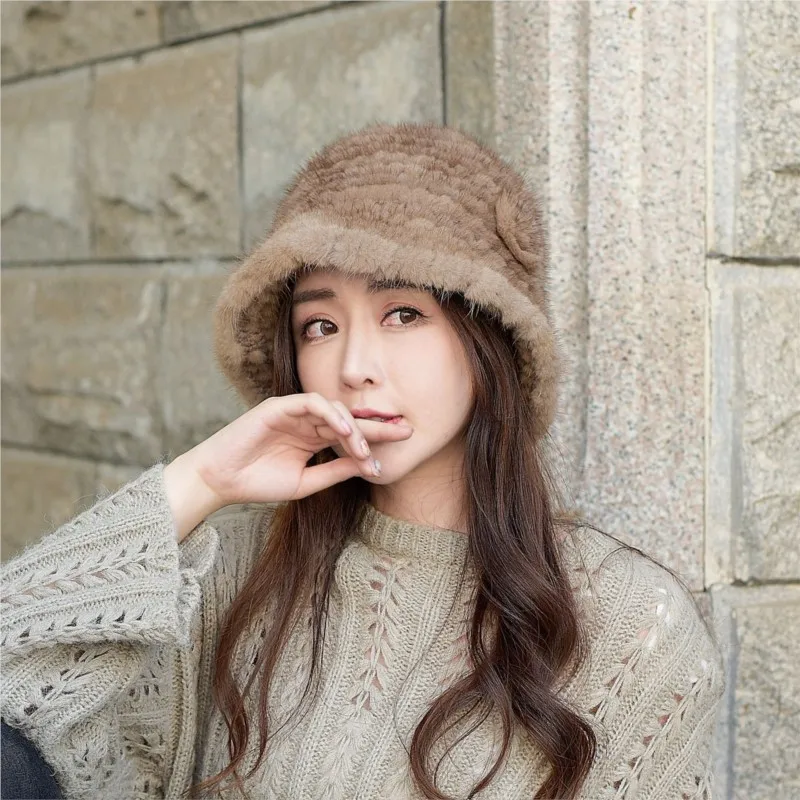 

Fur knitted hats for women are warm and ear-protecting casual versatile Woolen top fashionable