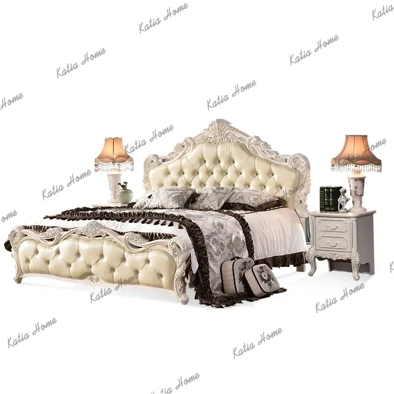 Luxury Bedrooms Double Bed Decoration Platform Bedframe Storage Double Bed Full Size Headboards Schlafzimmer