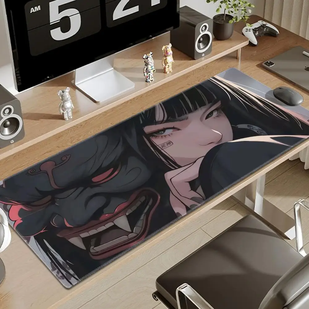 Gamer Mouse Pad Oni Devil Mask Rubber Mouse Mat Anime Girls Large Gaming Mousepad Game HD Print Keyboard Pad Non-Slip Desk Mat