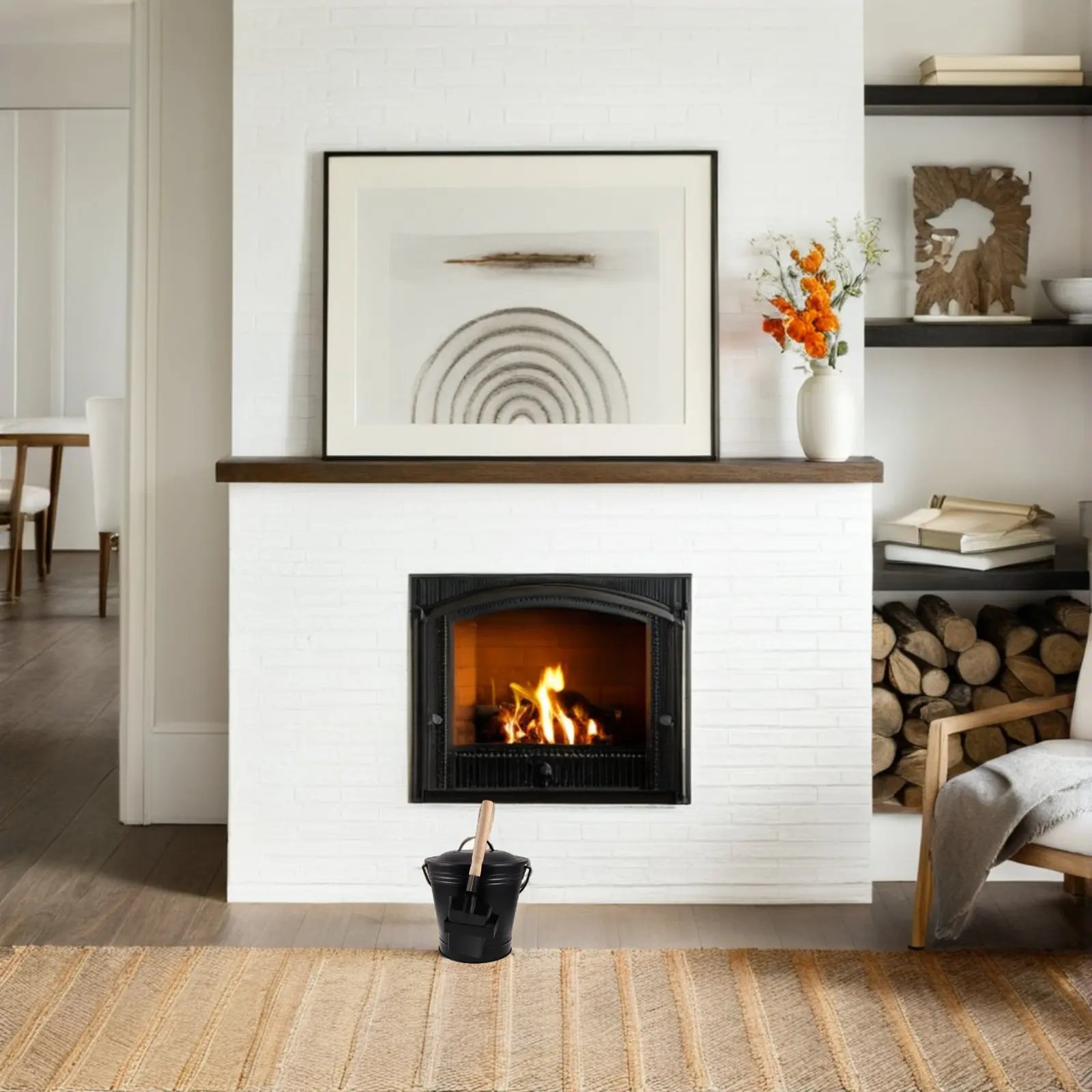 

Набор: Ведро для золы с лопаткой, сверхпрочное металлическое ведро для дровяной печи, костровой чаши, гриля, с термостойкой крышкой для хранения