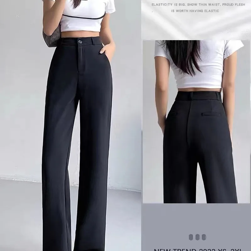 

Suit Pants Women's Autumn 2025 New High-Grade Draping Wide-Leg Small High Waist Black Narrow Straight Pants
