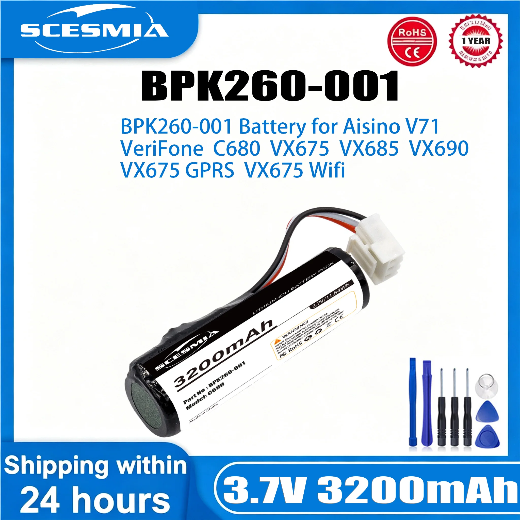 Payment Terminal 3200mAh Battery for VeriFone VX675,VX690 C680 C680 3G-BT-WiFi  VX675 Infrarouge VX675 Bluetooth