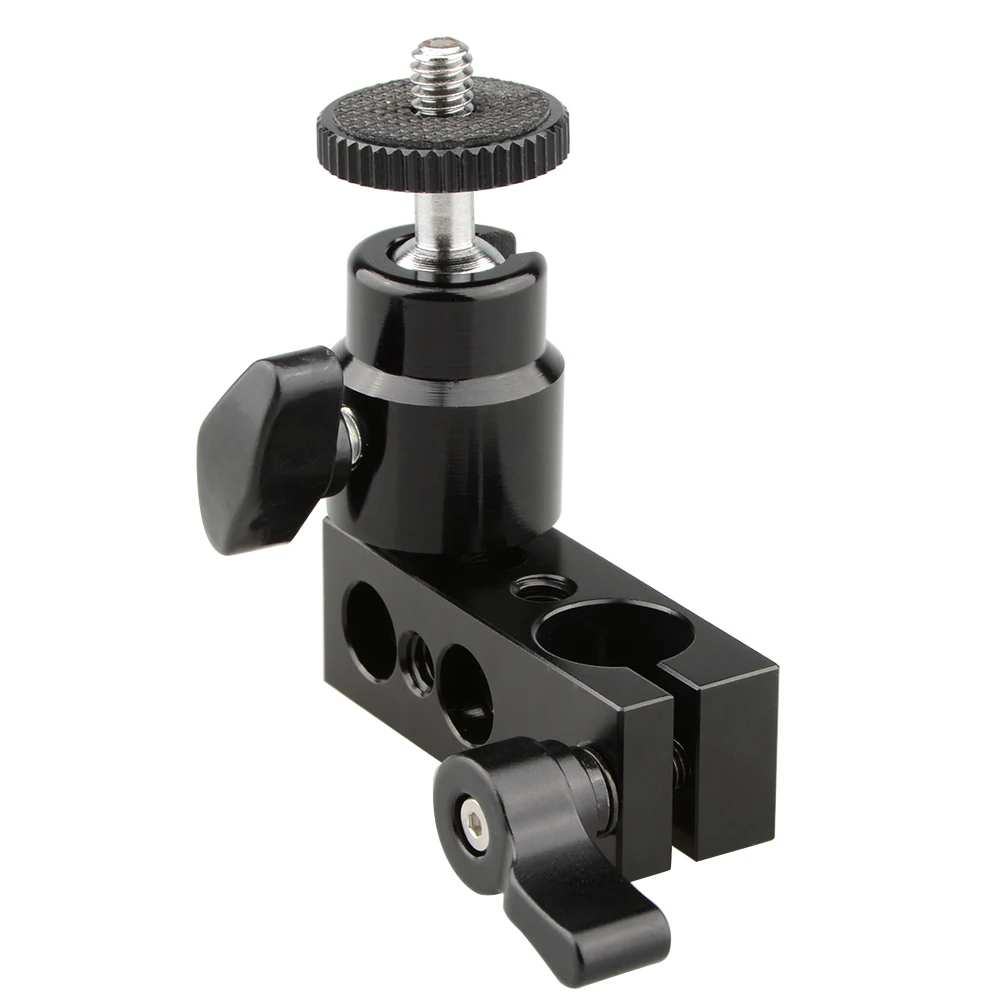 Morsetto a asta singola HDRIG da 15mm con supporto per staffa a testa Mini a sfera da 1/4 "per luce a LED e Monitor LCD