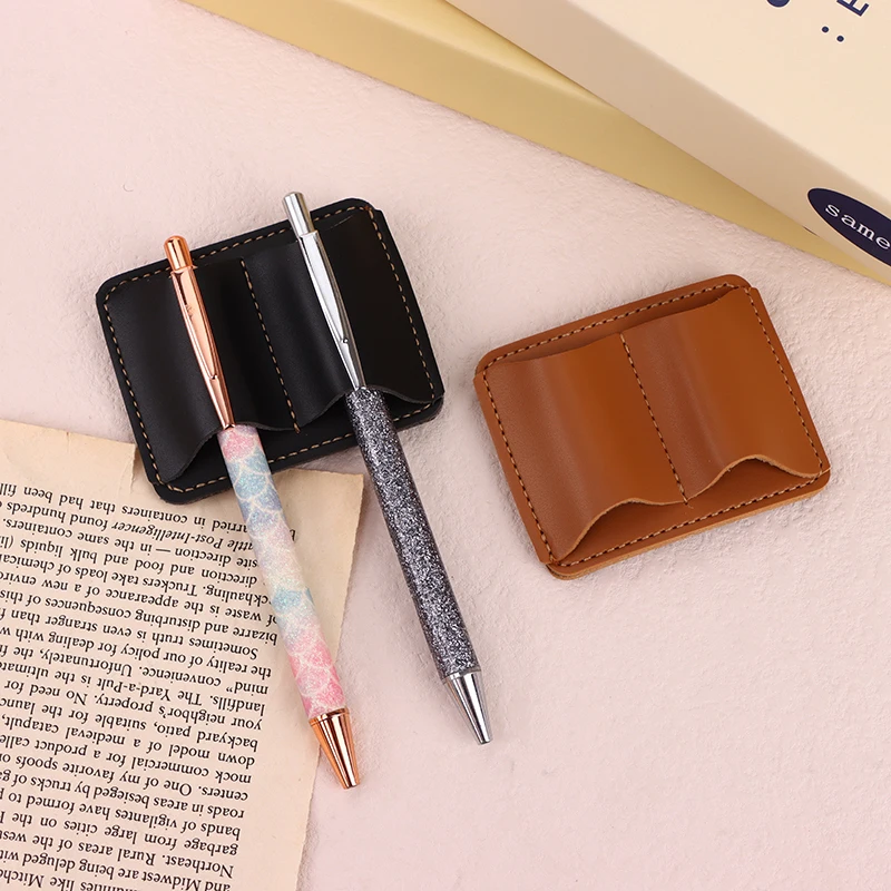 Porte-stylo en cuir avec clip en métal, anneau pour stylo, journal, cahier, pince à crayon, paquet de 2