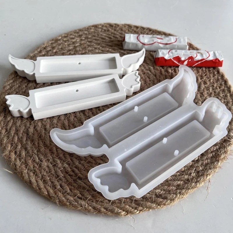 ملاك جناح الشوكولاته حامل السيليكون العفن يدويًا مصنوعًا يدويًا مربع هدايا جبس الغجر المجرى المجوهرات صنع قوالب الجص