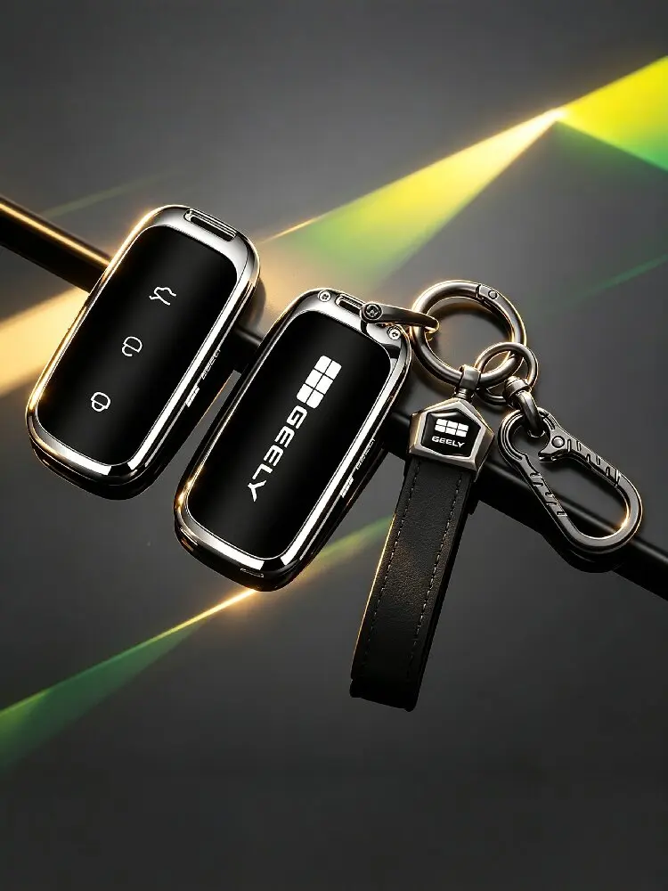 Schlüsselanhänger-Hülle mit vollständigem Schutz, stoßfest, für Geely EX5 Starray EM-i e.MAS 7, Premium-Zinklegierung, robustes Autozubehör. – Detail 2