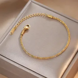 Ins Female Stainless Steel Bracelets For Women Gold Color Metal European Minimalist Girlfriend Birthday Bangle Hand Jewelry Gift