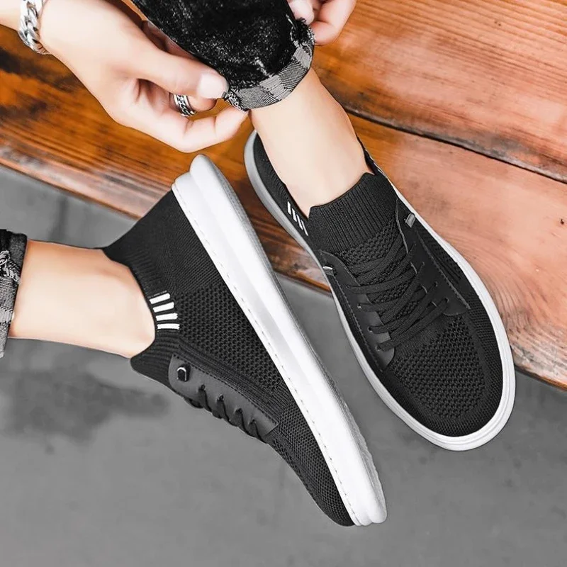 

Кроссовки на плоской подошве для бега с мягкой стелькой без кожи, мужская обувь высокого качества, модная акция, дышащая мужская повседневная обувь