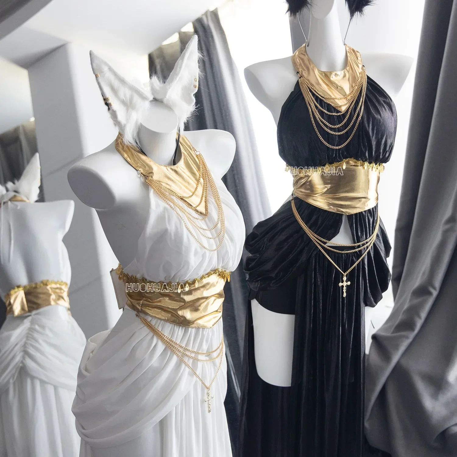 

Egyptian Goddess Halter Backless Cosplay Costume Nightdress with Chest Pad Sexy Lingerie Underwear for Girls Role Play