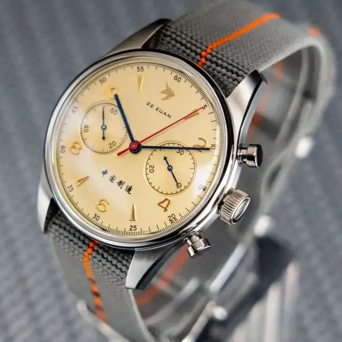 Proxima Men Chronograph Watch Aviator 39mm Manual Winding Mechanical Wristwatch 100M Waterproof Sapphire Mirror ST1902
