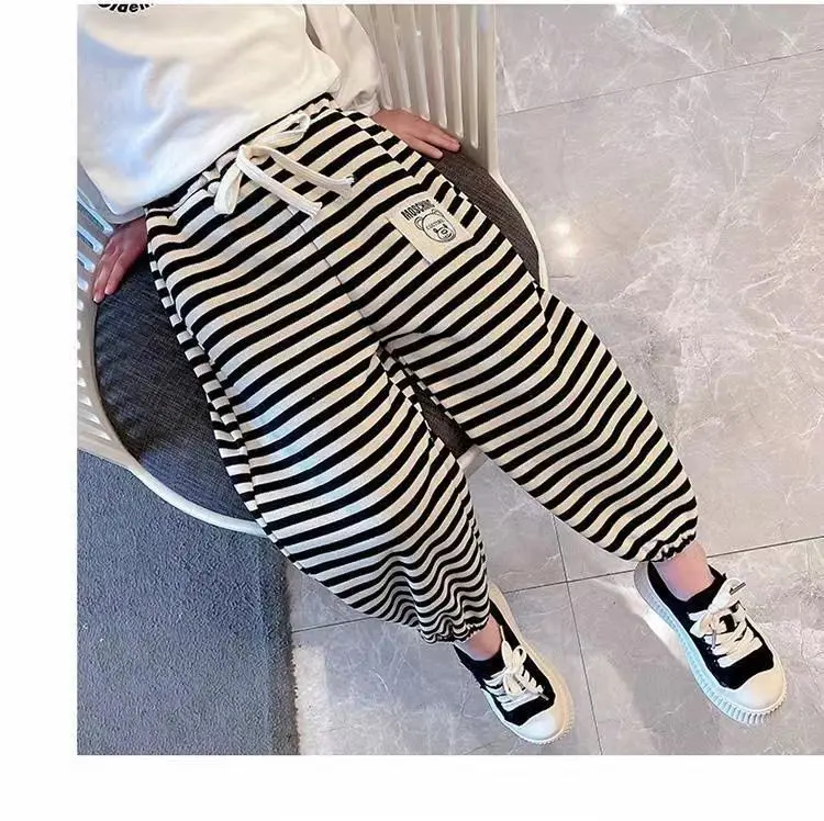 Nuovi pantaloni di protezione versatili a righe per bambini per ragazze pantaloni Casual larghi per ragazzi God Pants edizione coreana sport