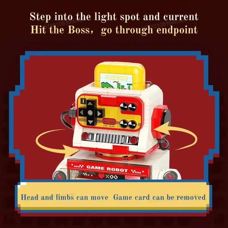 Modelo de bloco de construção mestre de jogo eletrônico, console de jogo de caixa de música de bloco de construção, presente de aniversário de brinquedo infantil