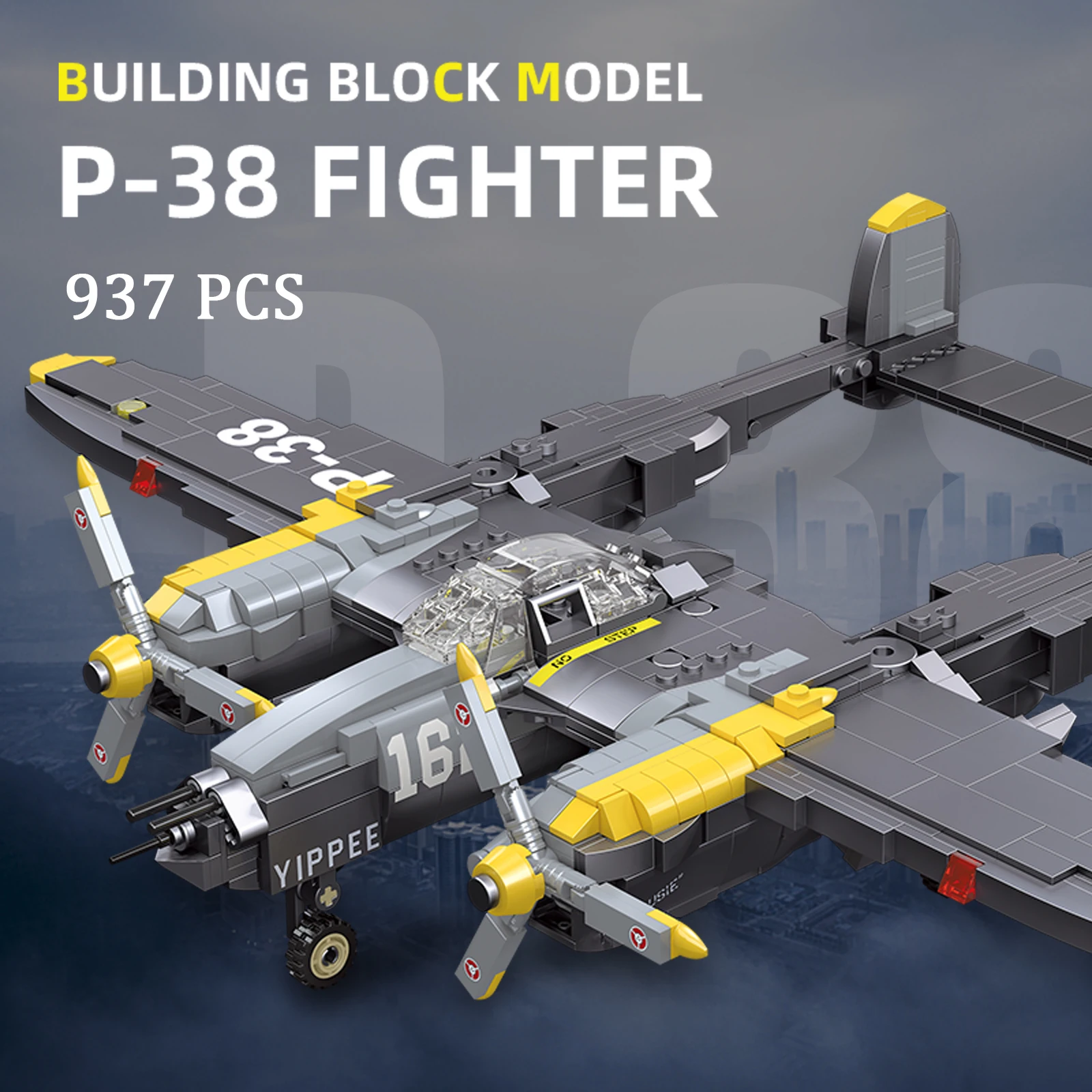 MEOA WW2 Toys Fighter Jet Building Toys 937pcs US P38 Lightning Fighter Jet Building Blocks For Boys MOC Bricks Kids Gifts