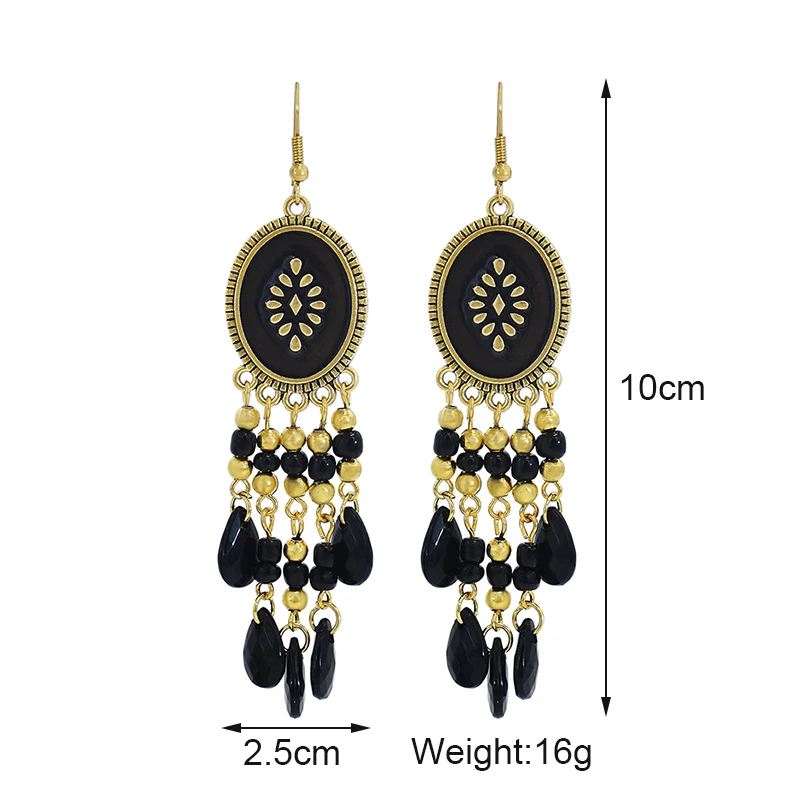 Bohemian Antik Gold Farbe Lange Wasser Tropfen Quaste Ohrringe für Frauen Vintage Bunte Geometrische Tropfen Baumeln Ohrringe Schmuck – Detail 29