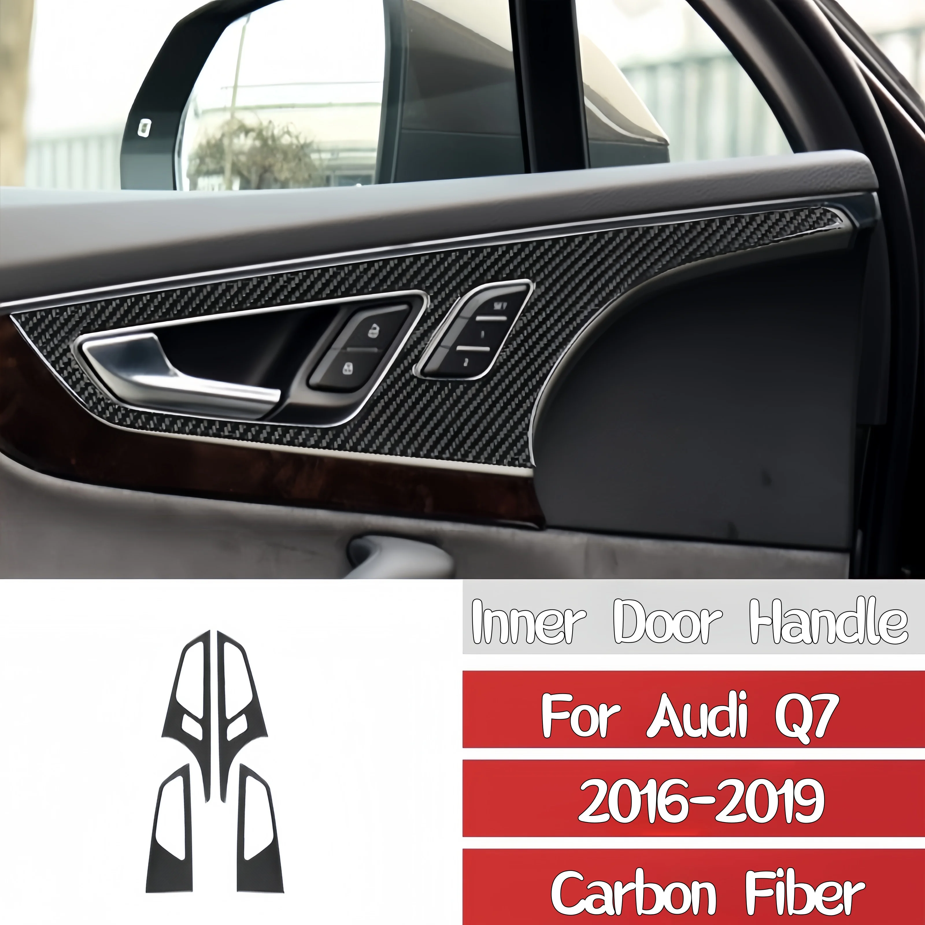 

For Audi Q7 2016-2019 Car Door Panel Trim Strips Carbon Fiber Interior Door Handle Trim Cover Decoration Sticker Auto Zubehör