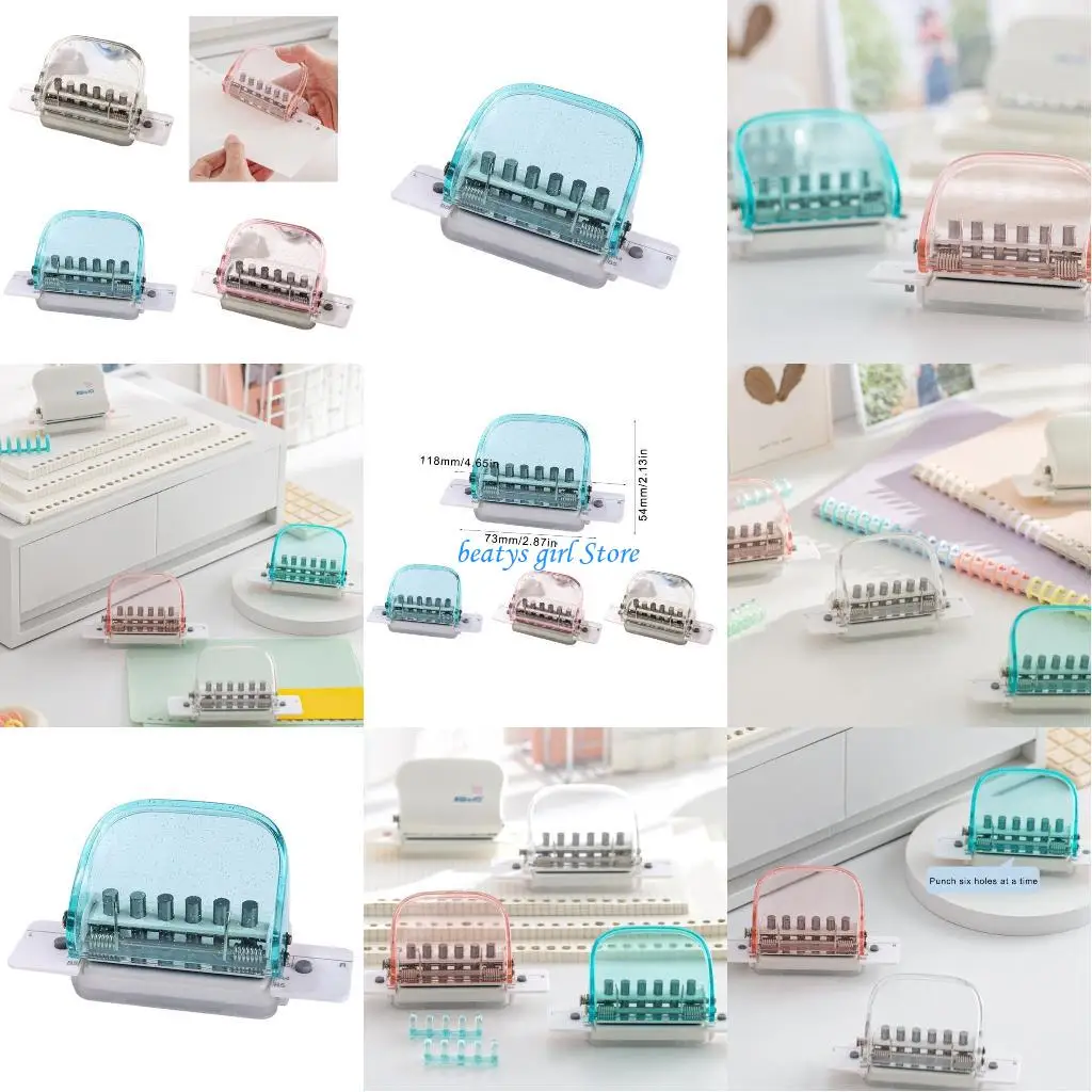 

C7AB Six Hole Punching Machine Clear Manual Puncher Office School Supplies