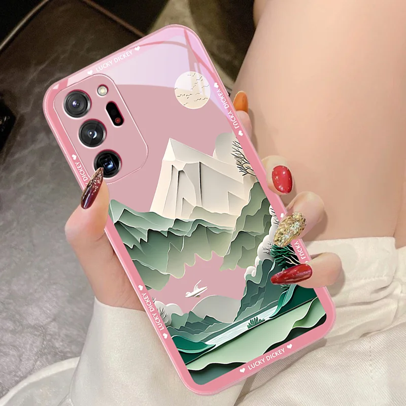 Seaside oil painting for Samsung Galaxy Note 8 9 10 PRO 20 Ultra A01 02 03 Core 04E 4G A10 12 13 5G Tempered Glass Phone Case