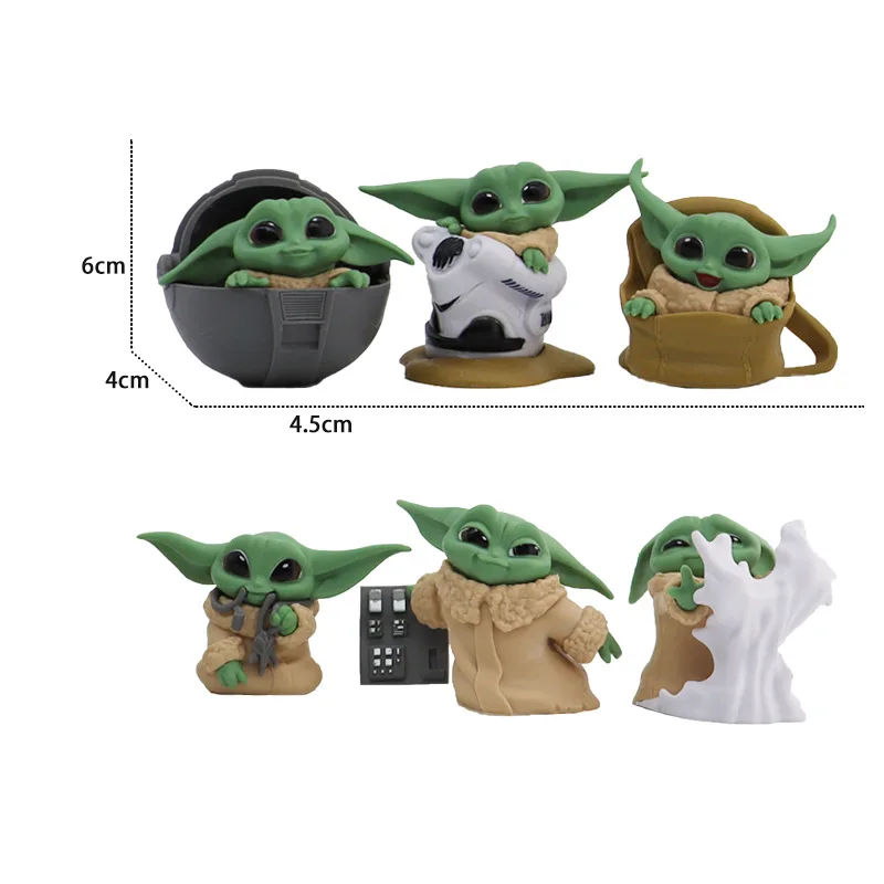 6 ชิ้น/เซ็ต Disney Anime ของเล่น Master Baby Yoda Darth Action Figure Collection Kawaii Mini Handmade สําหรับเด็ก Xmas ของขวัญ