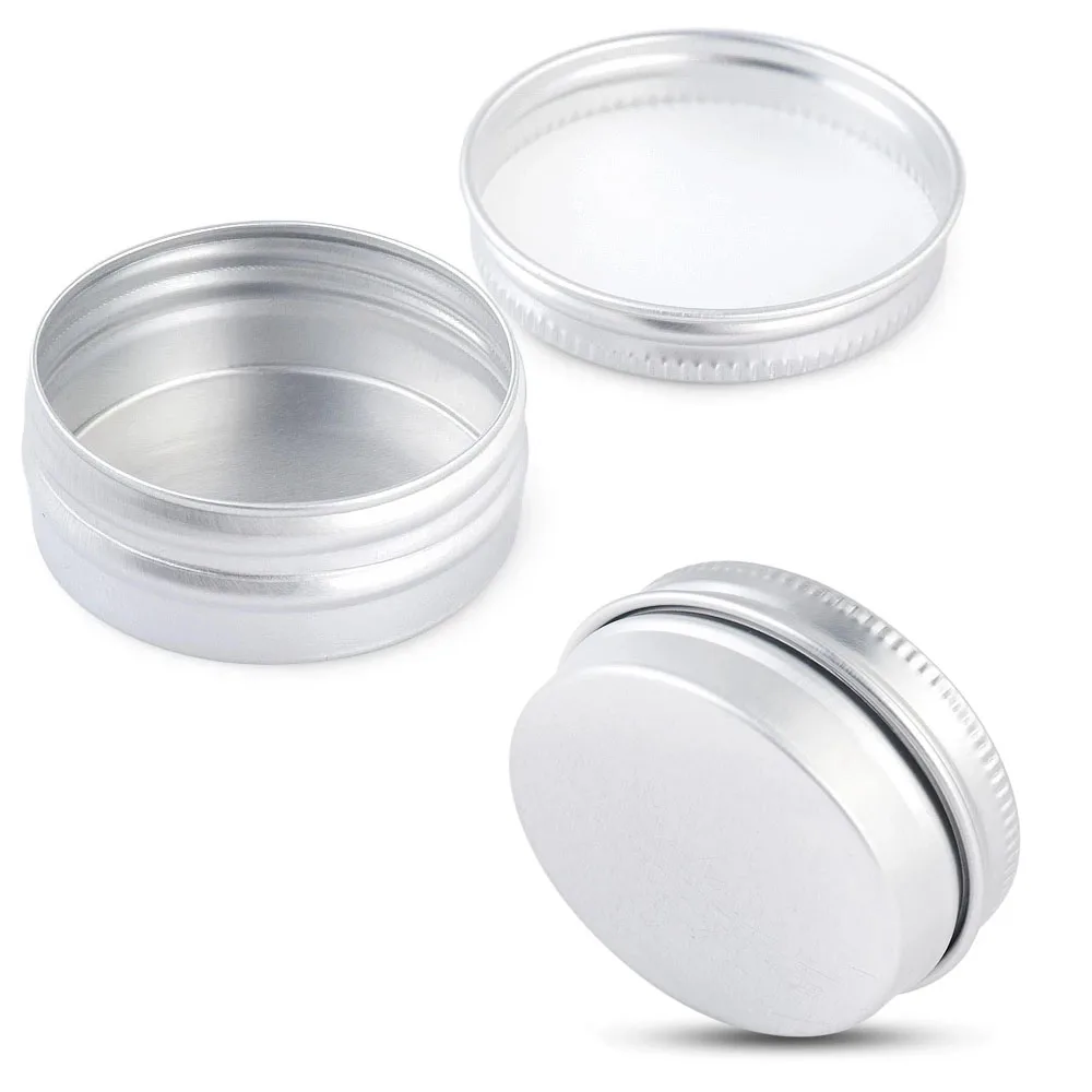 Latas de aluminio para cosméticos, cajas de aluminio para crema facial, latas plateadas, tapa de rosca redonda, contenedor de tapa para especias, 5ml-250ml