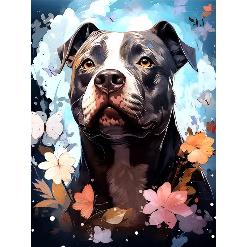 AB Diamond Diamond Painting The Divine Dog among the flowers Embroidery Kit Wall Decoration Hanging Painting