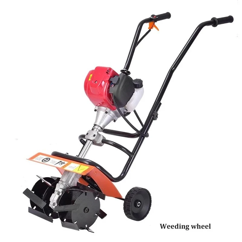 Mini Gas Tiller Garden Cultivator, Rotary Hoe Tine Cultivator for Soil Loosening