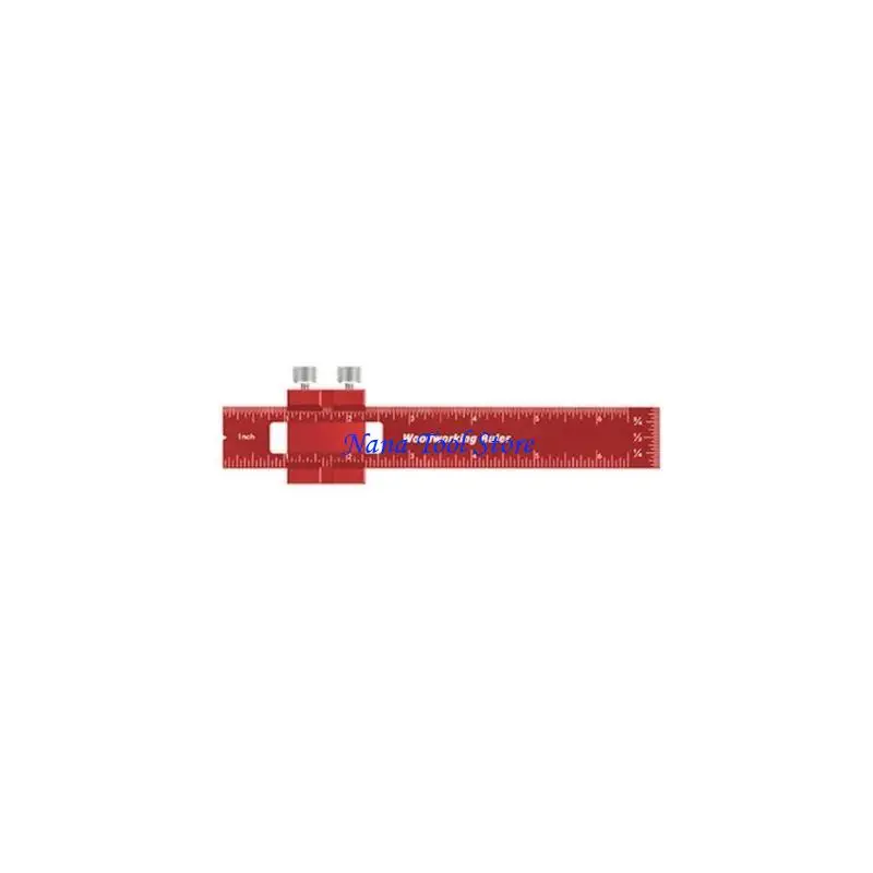 31GJ Woodworking ToolsRuler Pocket Ruler Slide Ruler Inch Metal Slide Stops