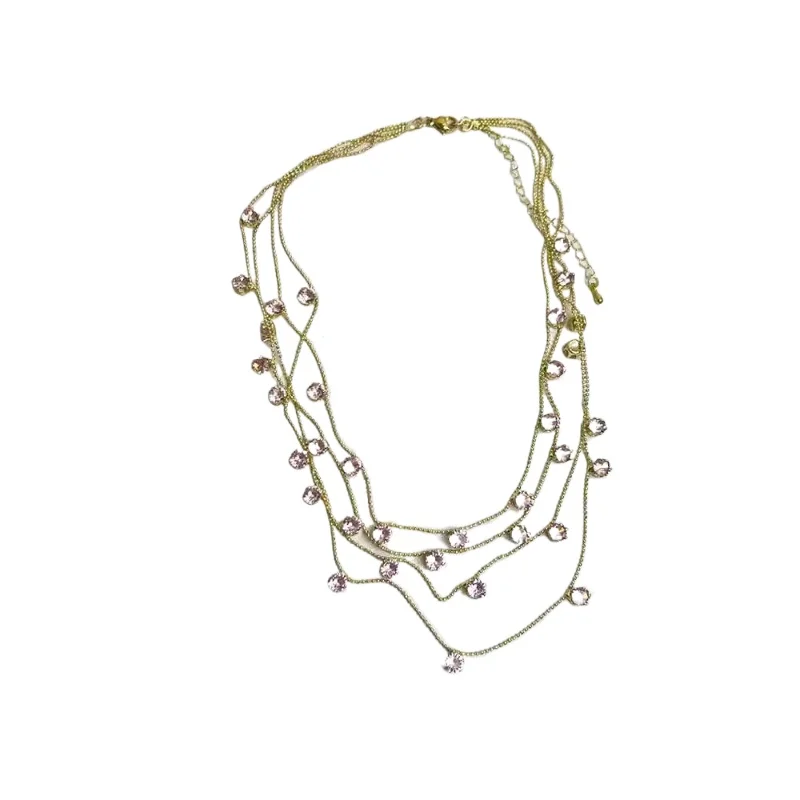 

Gypsy star zircon fringed necklace women's niche personality multi-layer stacked collarbone chain advanced sense