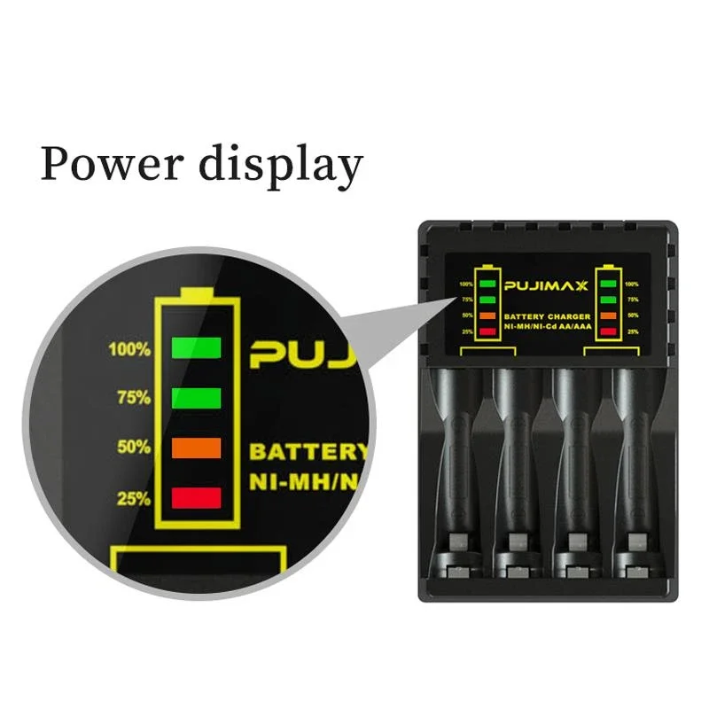 Uniwersalne ładowarki akumulatorów AAA/AA 4-gniazda Inteligentny wskaźnik LED Szybka ładowarka USB do akumulatorów Ni-MH/Ni-Cd