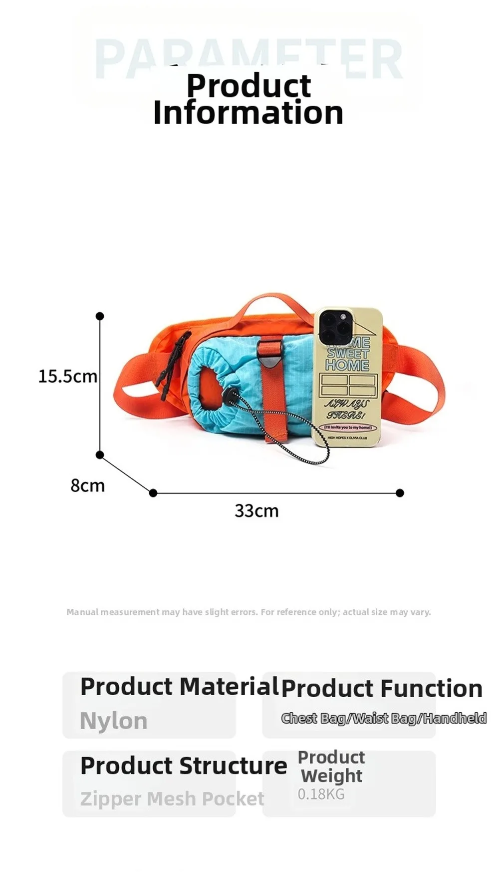 Koreanische Outdoor-Umhängetasche Minimalistisches Design Wasserdichte Unisex-Gürteltasche mit Wasserkocherfach 6 Farben Camping-Schultertasche – Detail 7