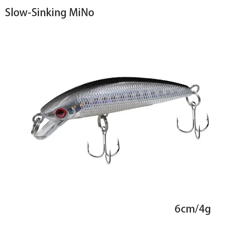 Minnow Fishing Lure Sanbenko Minnow Easy Shiner Chatter Bait Fish Wobbler Popper Surface Slow Sinking 6cm4g Hooks Fishing Tackle