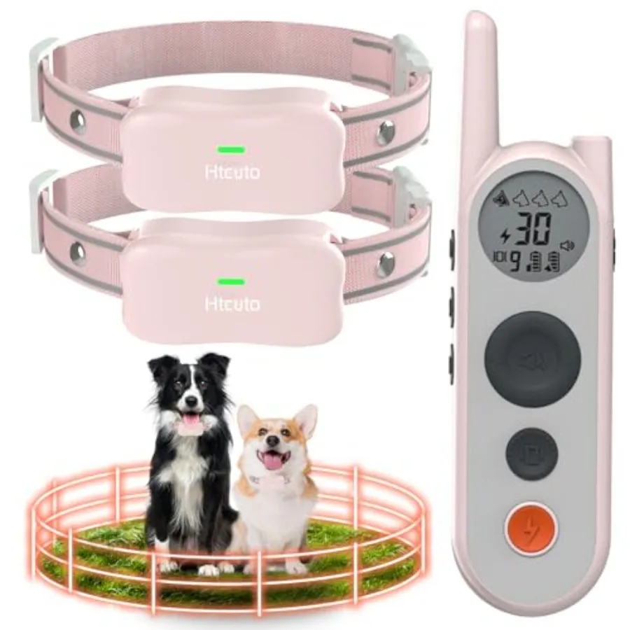 

Wireless Dog Fence System for 2 Dogs 856-Acre Coverage Black Gray Electric Perimeter Boundary with 2 Rechargeable Collars and R