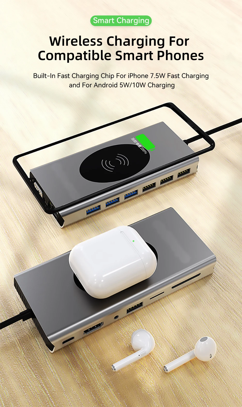 15 IN 1 USB C HUB Dock Station HUB USB 3.0 Type C To HDMI-compatible USB Splitter Adapter for Macbook Pro Air Laptop PC