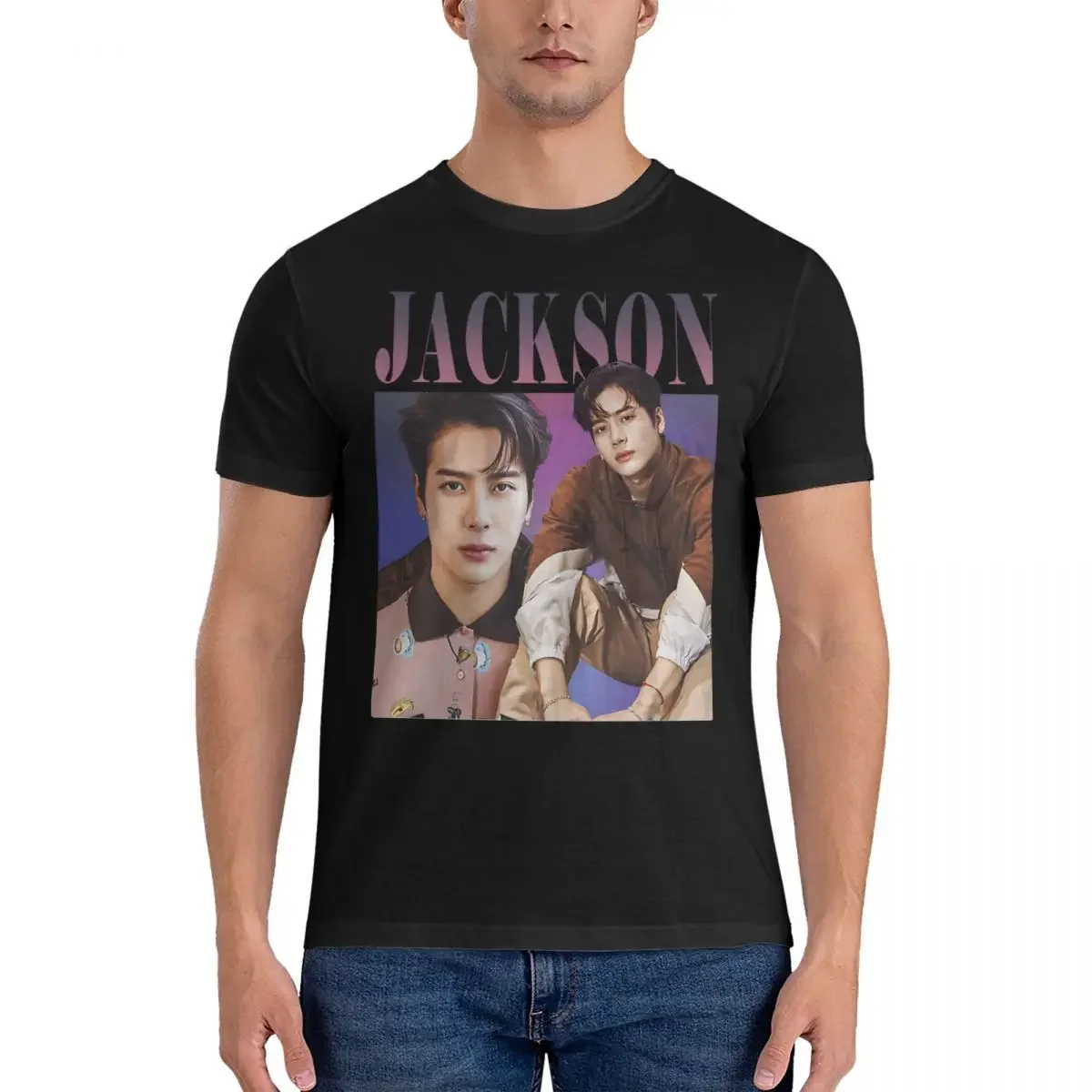 Novelty Randomness T-Shirt Men O Neck Pure Cotton T Shirt Jackson Wang Short Sleeve Tee Shirt