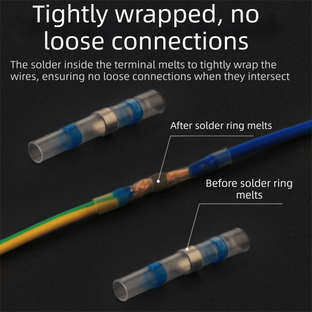 50/100Pcs Waterproof Heat Shrink Solder Sleeves Insulated Thickening Solder Ring Heat Shrink Tubing with Box Thermal Insulation