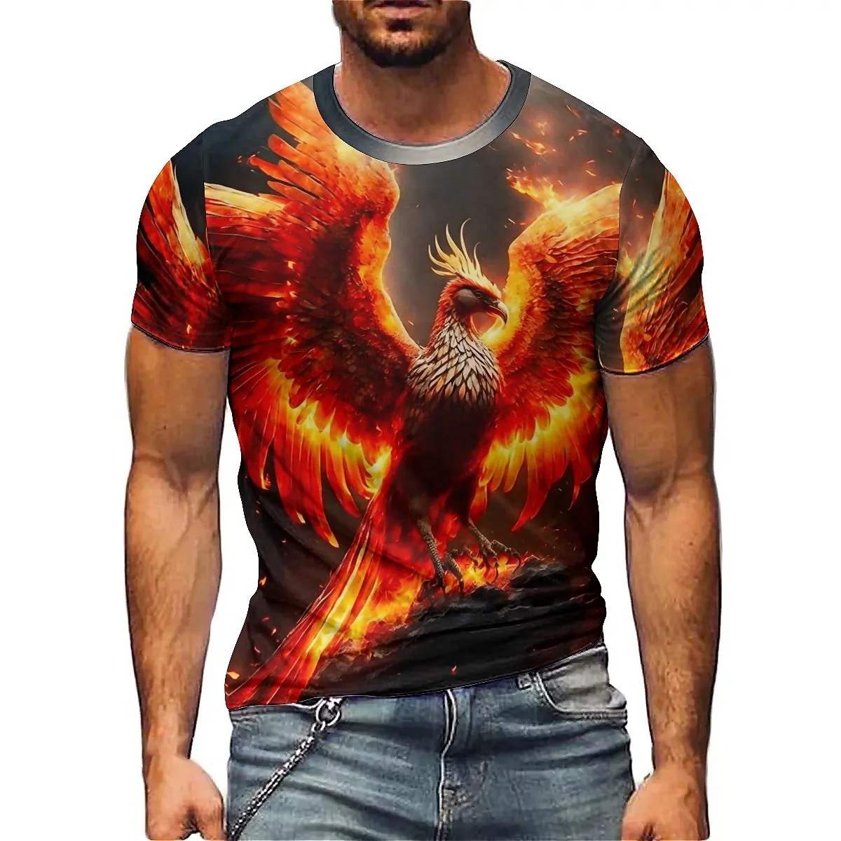 Vibrant Color Design, Men's 3D Printed Short-sleeved T-shirts Are Lightweight and Breathable Polyester Fabric