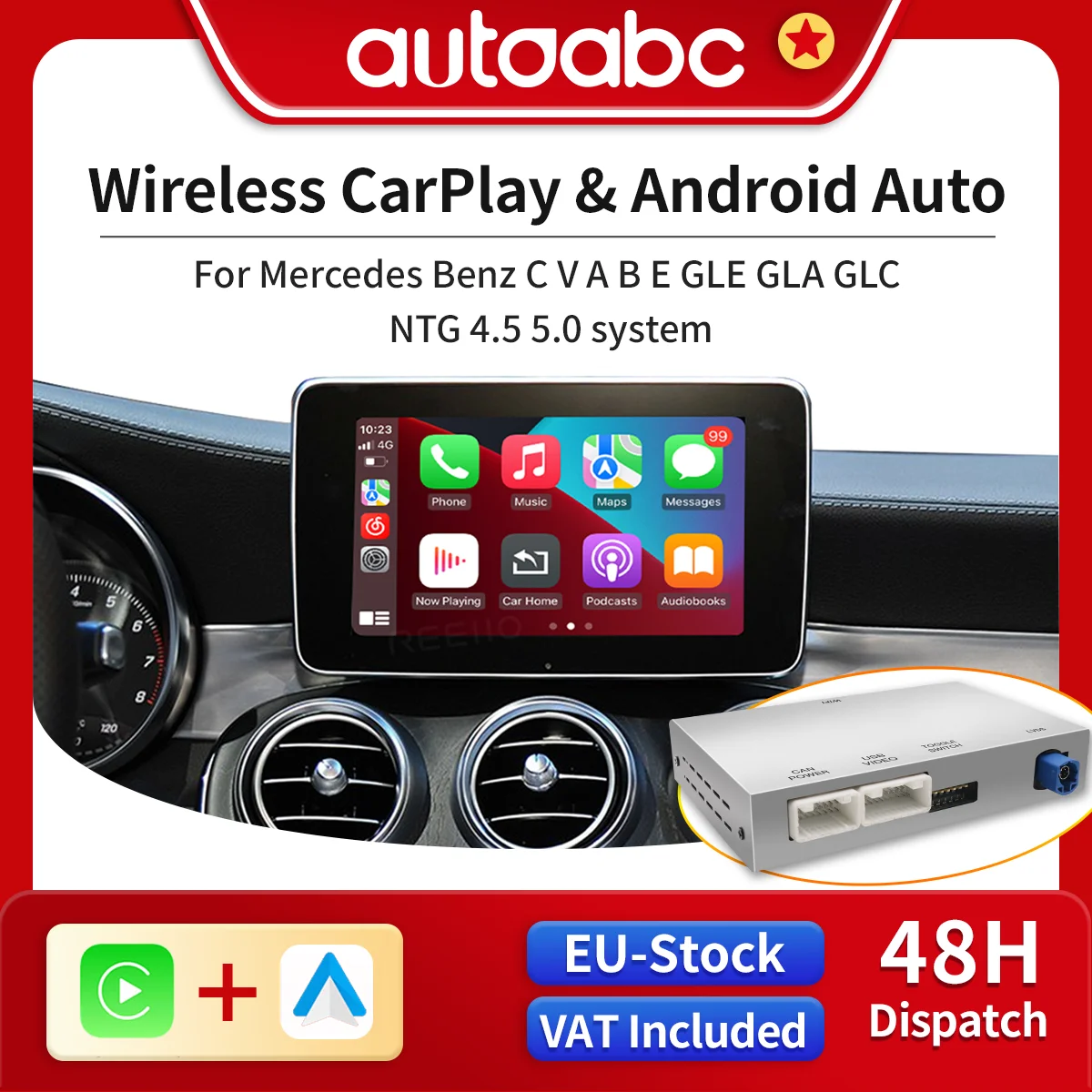 CarPlay sans fil, Android Auto, MirrorLink, AirPlay pour Mercedes Benz NTG5.0/4.5 A B C E CLA CLS GLA GLC GLK SLK ML Module GL