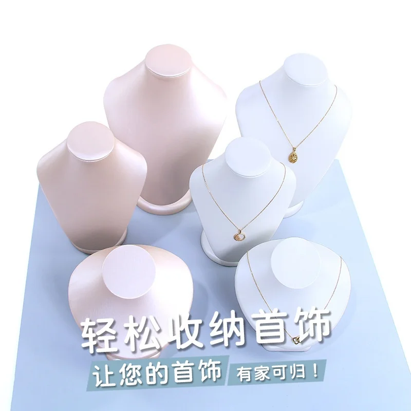 Jewelry Props Brushed Leather Pendant Necklaces Frames Portrait Neck Models Display Cases Neck Mold Figurines
