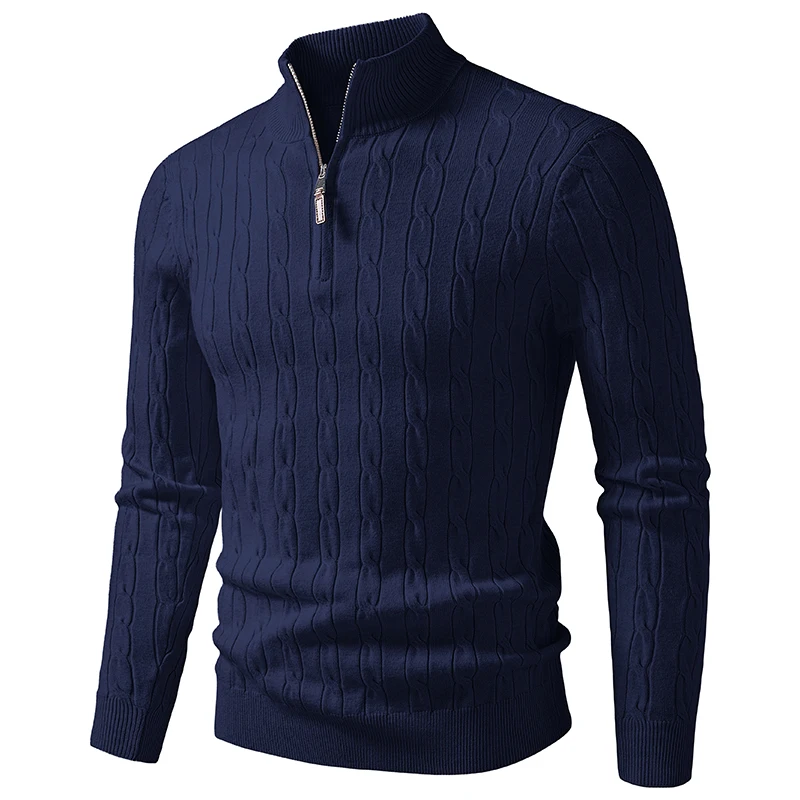 Autumn Winter Mens Stand Collar Knitted Pullovers Half Zipper Slim Fit Fashion Knit Sweater Men Youthful Vitality Casual Sweater
