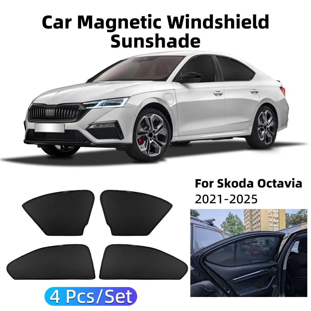 Car Front Rear Side Magnetic Windshield Sunshade For Skoda Octavia 2021-2025 Sun Blockers Curtains Shades Cover Auto Accessories