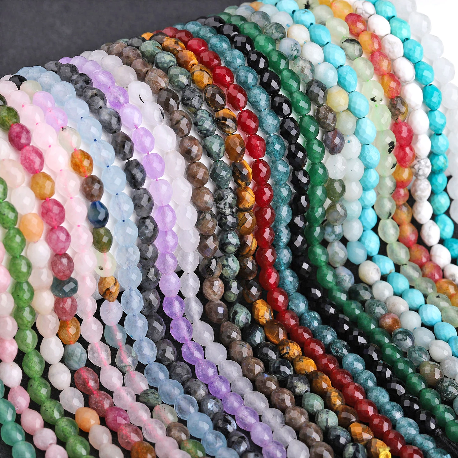 Natural Amazonite Tourquoise Howlite Rose Quartz Stone Beads Faceted 5x6mm Oval Shape Beads for Jewelry Making Accessories