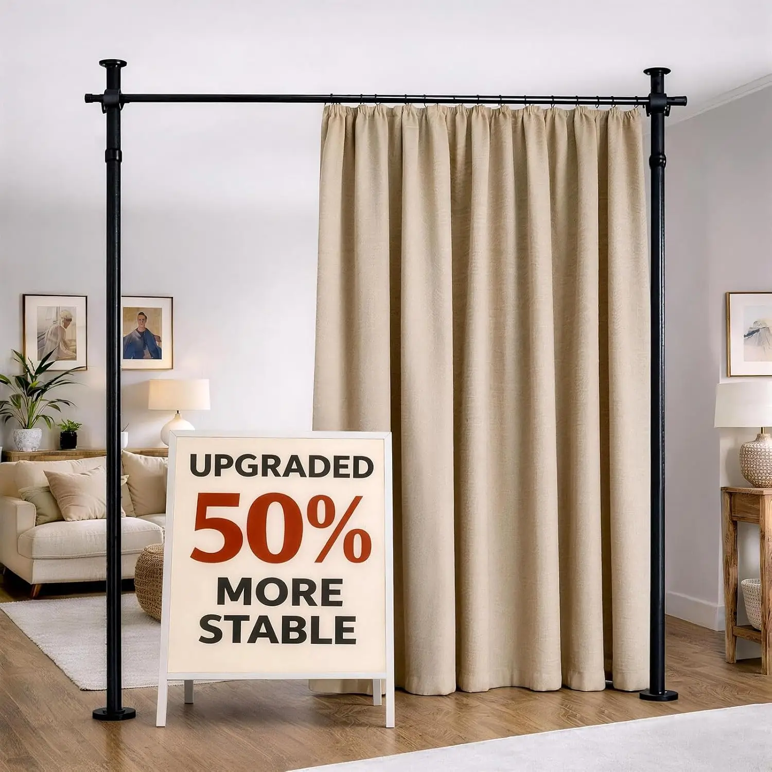 

Раздвижная перегородка для комнаты без сверления, регулируемая по ширине 35-100 дюймов и высоте 43-120 дюймов, отдельно стоящая стойка для обеспечения приватности, шторы-перегородки для комнаты.