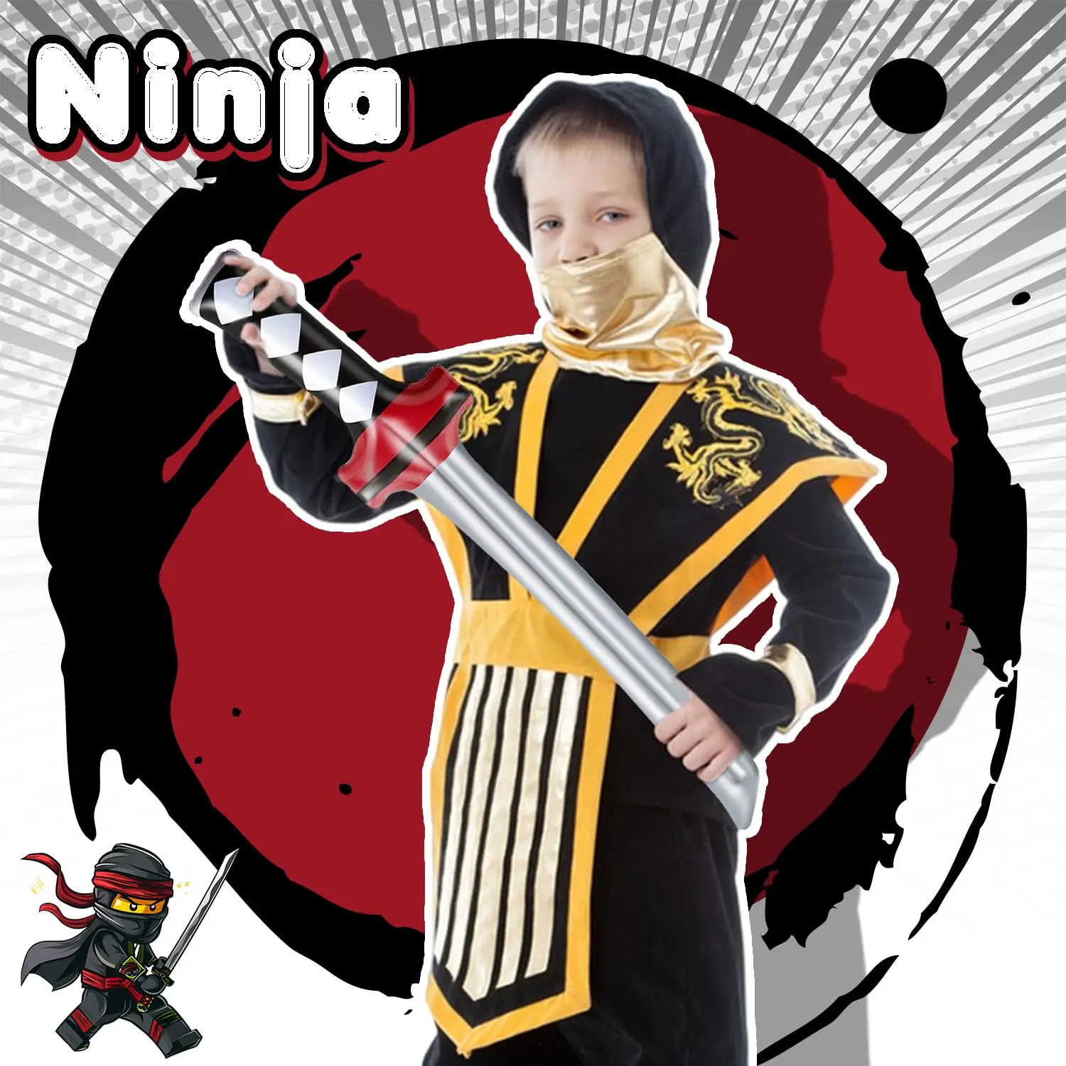 12Pcs spada gonfiabile Ninja Samurai, giocattolo spada Katana gonfiato, spade Ninja gonfiabili per bomboniere Cosplay Samurai Theme Party