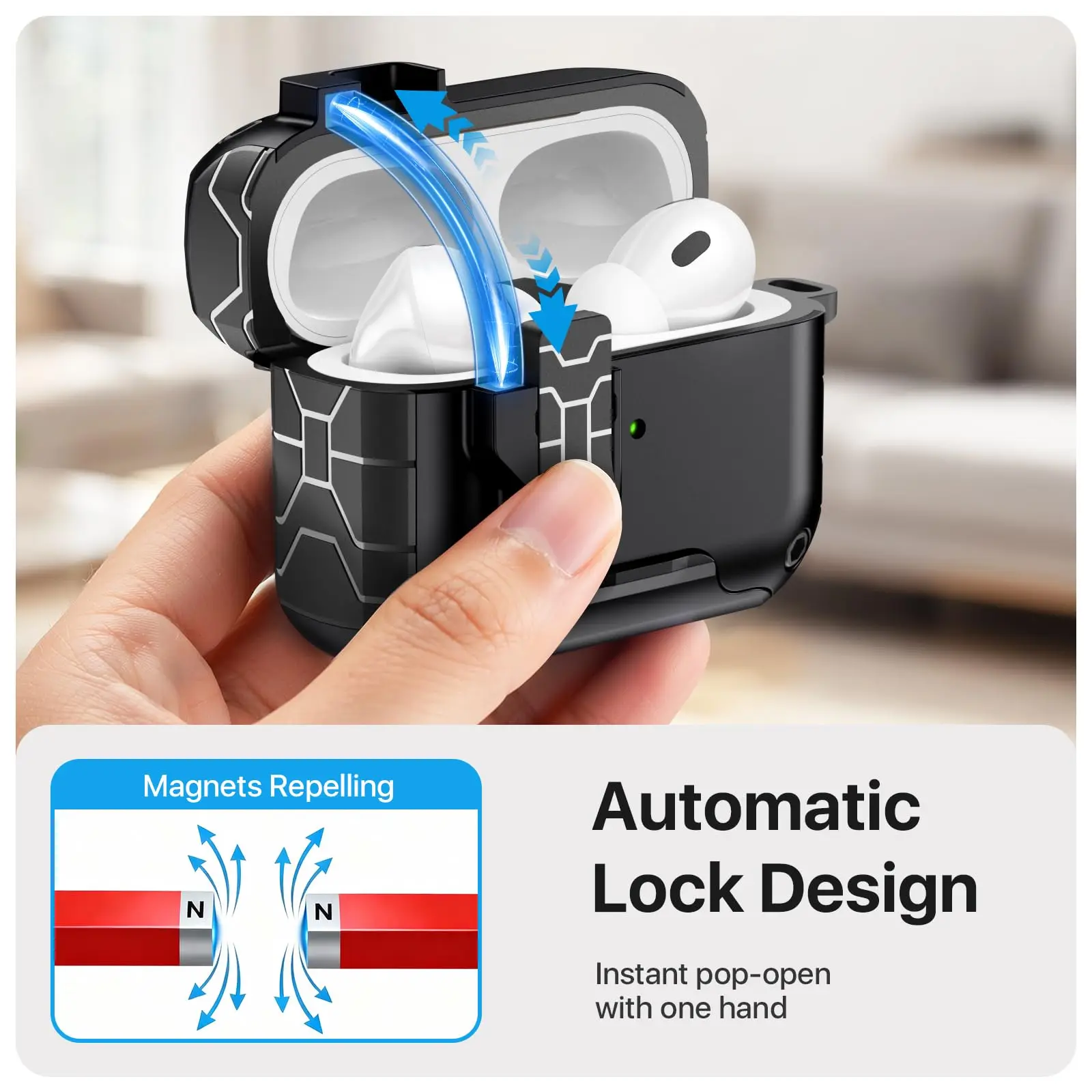 for AirPods Pro 3 Case 2025 with Phone Stand Compatible with Magsafe Magnetic Automatic Lock Case for AirPods Pro 3rd Generation