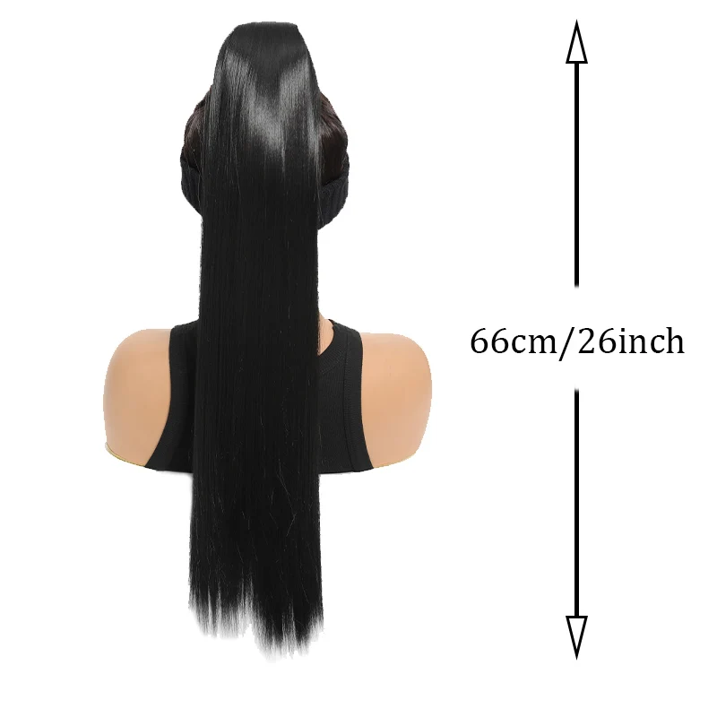 Magic stick ponytail synthetic wig long straight ponytail wig female wig heat-resistant for daily gatherings