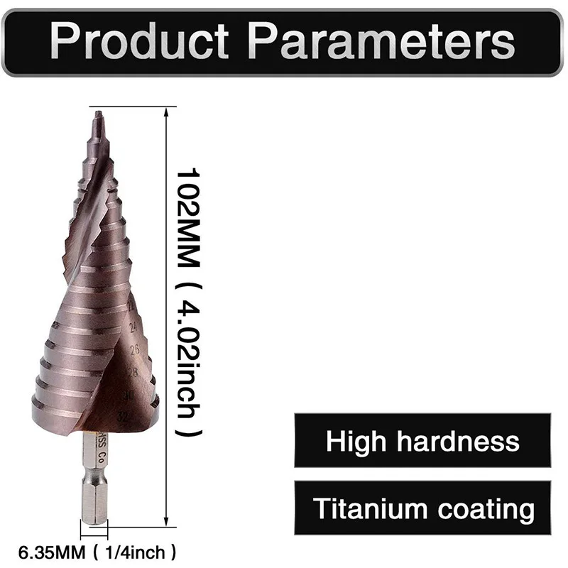 M35 HSS Co Step Drill Bit Cobalt Cone Drill Bits 4-32Mm Wood Stainless Steel Metal Hole Saw Tool Set Hex