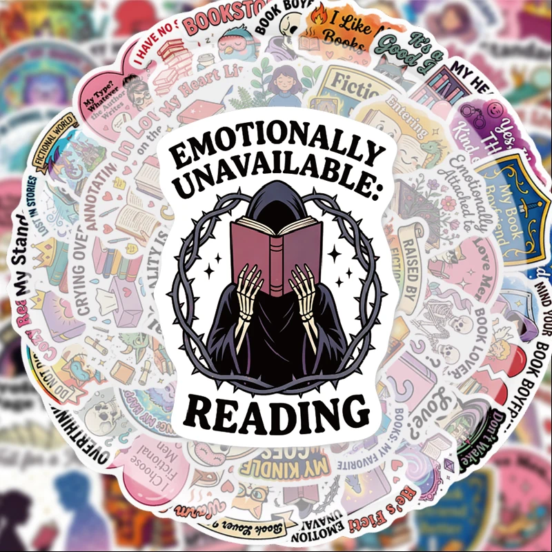 56 Animal-Themed Reading and Doodle Stickers, Suitable for Water Bottles, Laptops, Phone Decorations, Suitcases, Skateboards, Guitars, Gift Boxes, Party Decorations, and Holiday Gifts