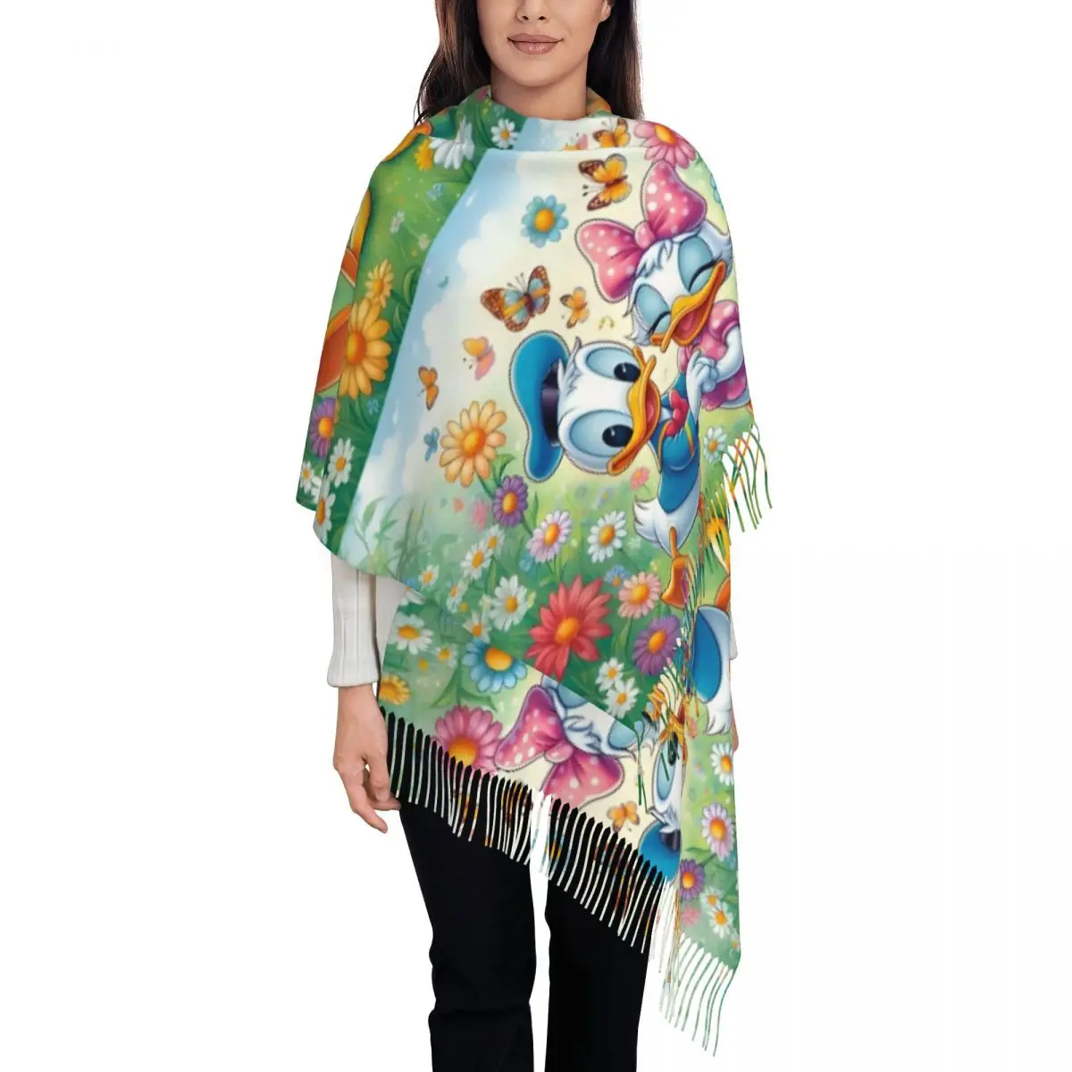 

Женский шарф с кисточками на заказ, мягкий милый мультяшный шаль, женские зимние шарфы